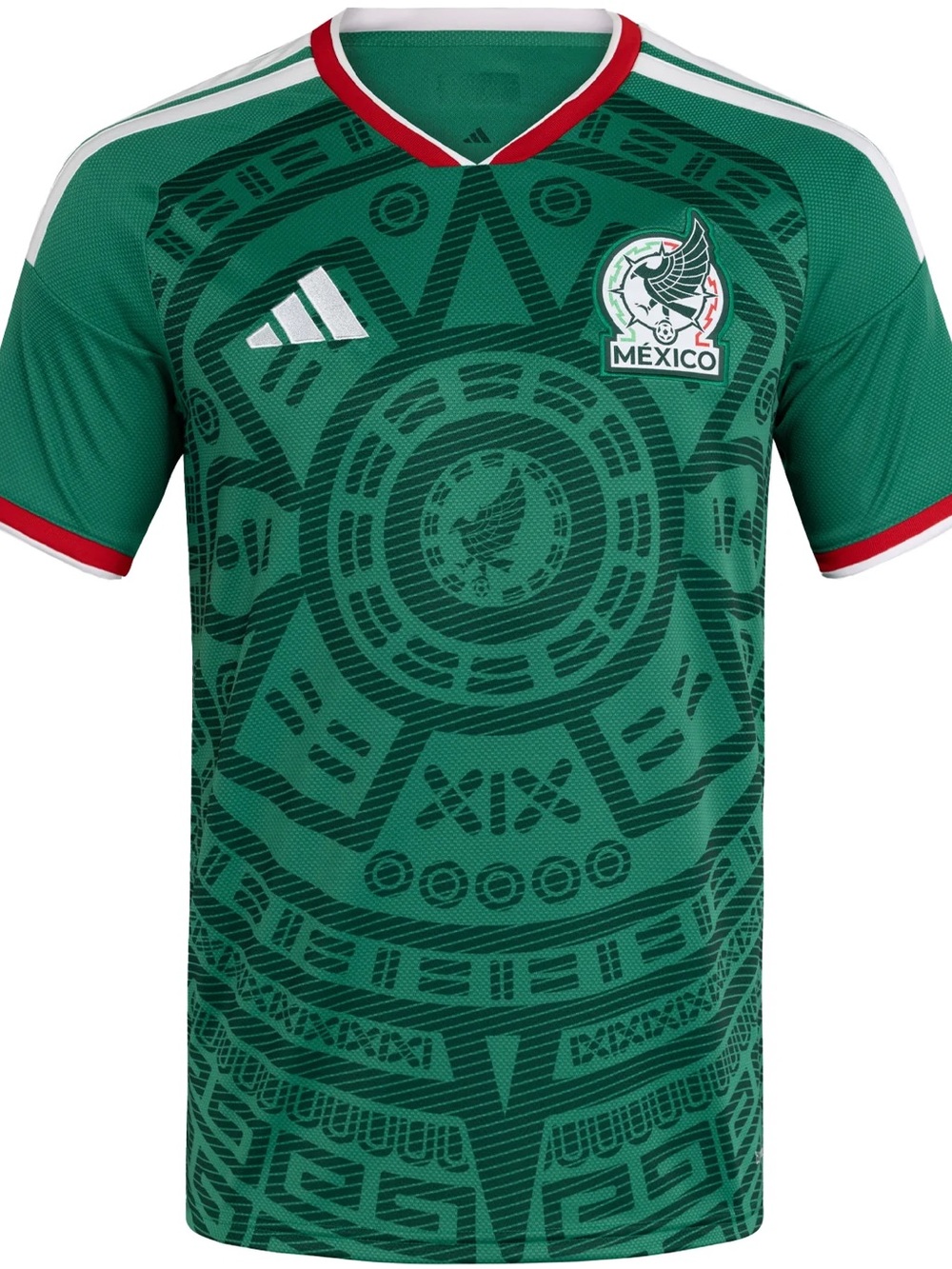 adidas Green Mexico Men's Soccer Jersey with Red Trim